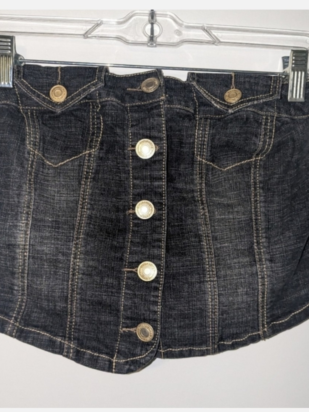 Vintage Black Denim Button-Front Tube Top